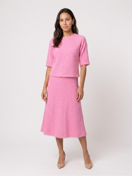 Zara Dresses & Skirts - Zara Pink Structured Jacquard Top & Midi Skirt Set Sz S